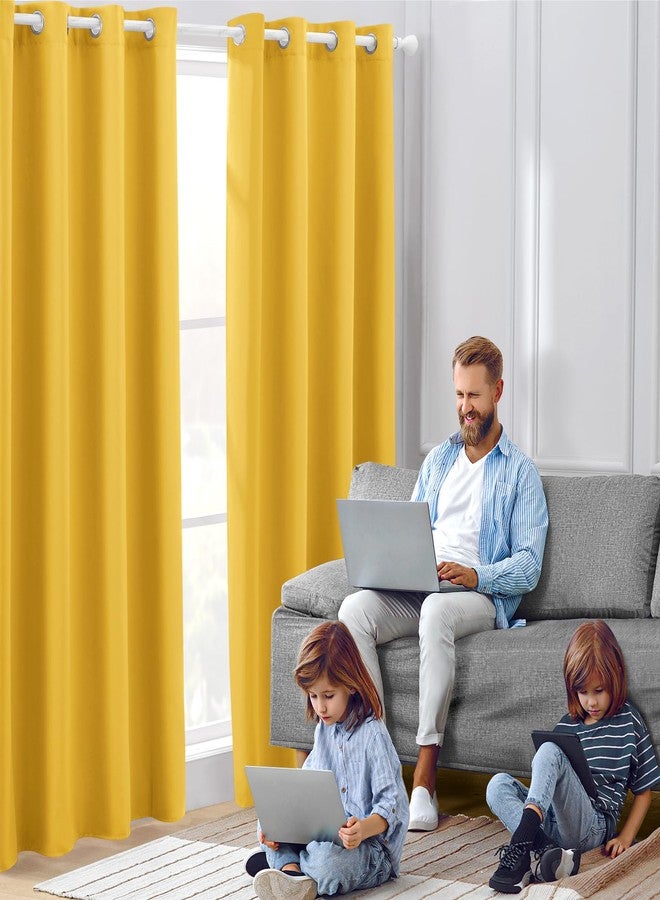 هوم أيدياز ستائر معتمة من هوم آيدياز، مقاس 52 × 96 بوصة، طقم من لوحتين، لون أصفر خردلي، ستائر تعتيم لغرفة النوم، ستائر عازلة للحرارة والضوء للنوافذ، ستائر عازلة للضوء لغرفة المعيشة - Image 2